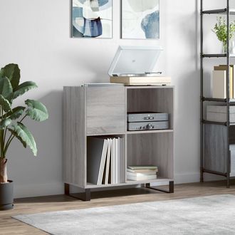 vidaXL Vidaxl - Mueble Discos Madera Contrachapada Gris Sonoma 84,5x38x89 Cm