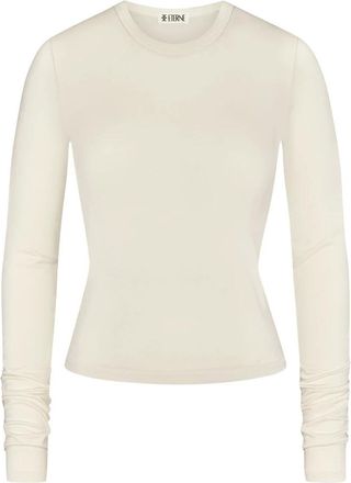 Éterne Tops, Dames, Beige, M, Katoen, Long Sleeve Fitted Top