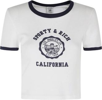 Sporty & Rich Logo-print Ringer T-shirt