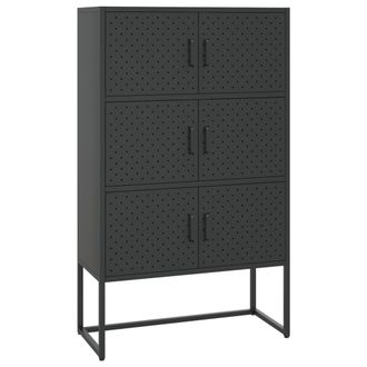 vidaXL Aparador De Acero Negro 80x35x135 Cm Vidaxl