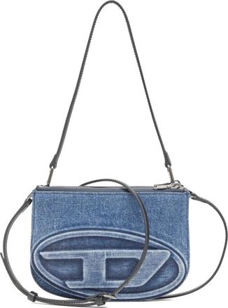 Diesel Blauwe Katoenen en Leren Schoudertas - Dames - Schoudertassen - Blauw - ONE Size - Katoen - Tassen