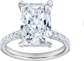 LuvMyJewelry Maia 14K Gold Radiant Cut Lab Grown Diamond Hidden Halo Engagement Ring - 5.4 Ct in 14K White Gold at Nordstrom, Size 6