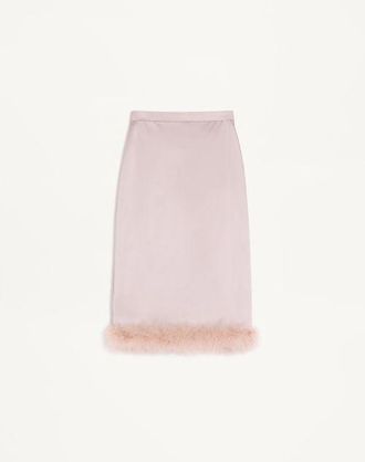 Valentino Satin skirt with feathers Wo