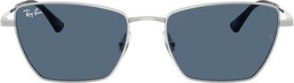 Ray-Ban Drea Bio-Based 53mm Polarized Irregular Cat Eye Sunglasses in Silver /Dark Blue at Nordstrom