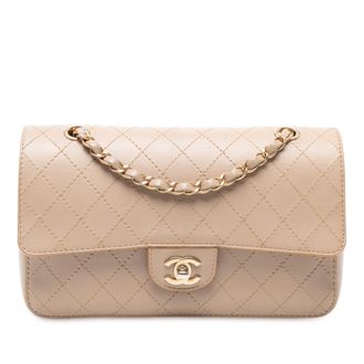 Chanel Tweedehands Medium Classic Kalfsleer Wild Stitch Dubbele Flap