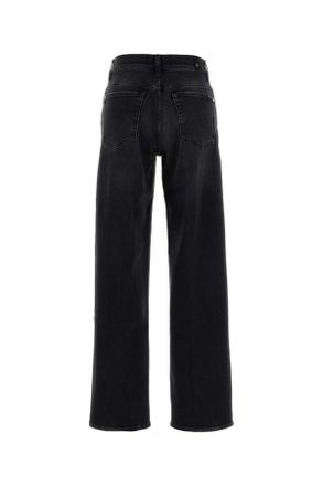 7 For All Mankind Womens Black Stretch Denim Stovepipe Jeans Nero