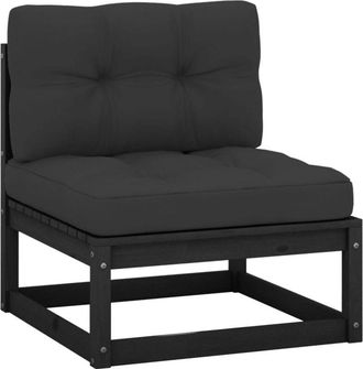 vidaXL Sof&aacute; Central Para Jard&iacute;n Y Cojines Gris Antracita Madera Acacia Vidaxl