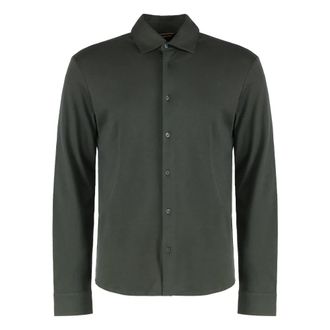 Moorer Katoenen overhemd met logodetailknopen - Heren - Casual Overhemden - Groen - M - Katoen - Overhemden