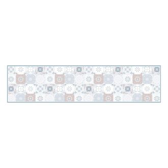 DecoChic Alfombra de vinilo azulejos vintage azul topo 48x198 cm