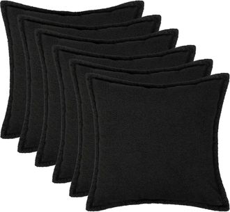 vidaXL Funda De Almohada 6 Pcs Houten Negro 30 X 30 Cm Boucl&eacute; Vidaxl