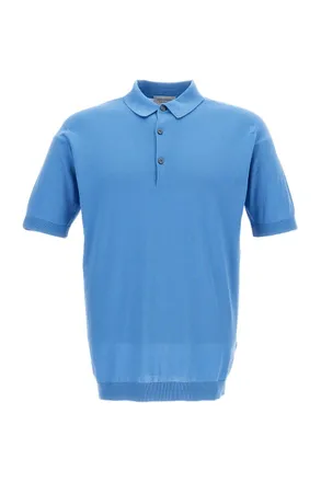 John Smedley Light Blue Cotton Short-Sleeve Polo Shirt
