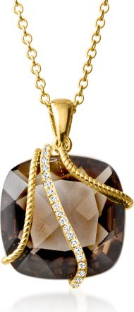 Ross-Simons Smoky Quartz Pendant Necklace With. Diamonds in 18kt Gold Over Sterling