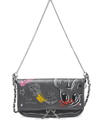 Zadig&Voltaire Nano Humberto patterned chain road rock cross body bag - Grey