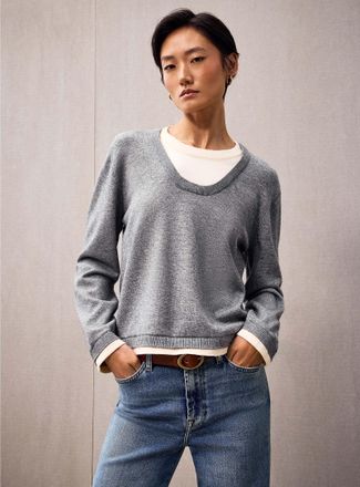 Contemporaine Womens Overlaid effect scoop neck sweater