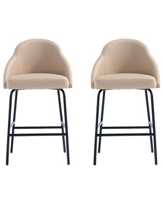 Manhattan Comfort Set Of 2 Gracie Modern Leatherette Counter Stools With Steel Legs