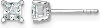 Diamond2Deal 14k Gold 1/2 ct Princess Lab Grown Diamond Stud Earrings VS Clarity, D-E Color