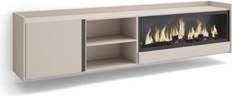 Skraut Home Skraut Home - Mueble Tv, Televisi&oacute;n, Muebles De Sal&oacute;n, Almacenaje, 212x35x50cm, Para Tv Hasta 80, Chimenea El&eacute;ctrica Xxl, Colgado, Suspendido, Estilo 