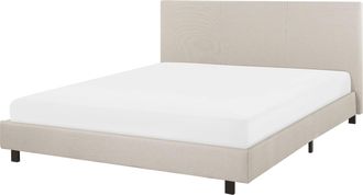 Beliani Beliani - Cama Doble Tapizada Beige 160 X 200 Cm Con Somier Y Cabecero Albi