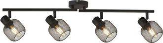 Searchlight Meshy 4 Light Cage Bar Spotlight, Black - Searchlight