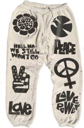 MadeWorn Unisex Ultimate Trip Hand Painted Sweatpant In Pearled Ivory