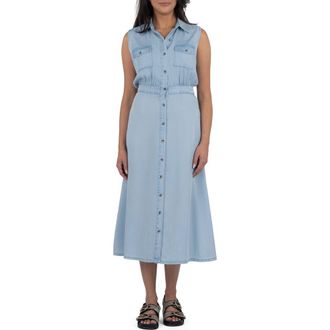 Kut from the Kloth Dorothy Sleeveless Chambray Midi Shirtdress in Light Wash at Nordstrom Rack, Size X-Large