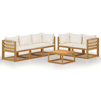 vidaXL Vidaxl - Set Divani Da Giardino 6 Pz Con Cuscini Crema Massello Acacia