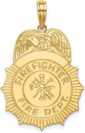 Diamond2Deal 14k Yellow Gold FIREFIGHTER FIRE DEPT. Badge Charm Pendant