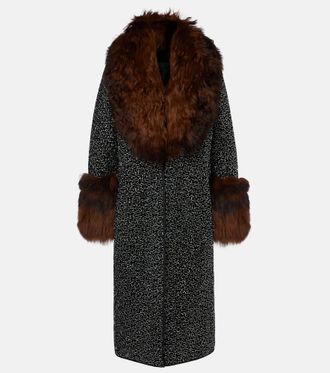 Jacques Wei Embellished shearling-trimmed coat