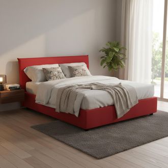Talamo Italia Dmora - Cama Matrimonial Dallegr, Cama Contenedor Con Revestimiento De Tela, 100% Made In Italy, Apertura Frontal, Con Colch&oacute;n Cm 140x200 Incluido, Ro