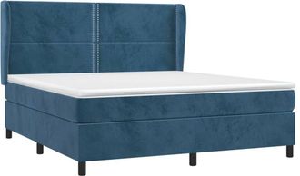 vidaXL Cama Box Spring Con Colch&oacute;n Terciopelo Azul Oscuro 160x200 Cm Vidaxl