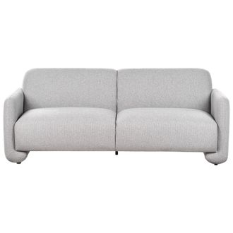 Beliani Sof&aacute; 3 Plazas De Tela Tapicer&iacute;a De Poli&eacute;ster Amplio Respaldo Con Reposabrazos Muebles De Sala De Estar Retro Gris Saland