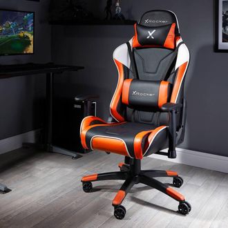 X Rocker Agility eSport Ergonomic Gaming Chair, Reclining, Adjustable in Orange