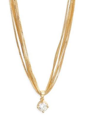 Nordstrom Solitaire Cubic Zirconia Pendant Necklace in 14K Gold Plated at Nordstrom Rack