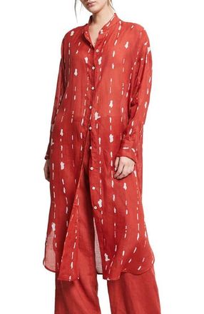 ottod'Ame Printed Midi Shirt Dress With Korean Collar in Red at Nordstrom, Size 38 It