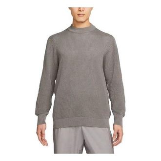 Nike Mens Nike Solid Color Round Neck Long Sleeves Knit Wool Sweater Wolf Grey DN4102-012