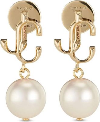 Jimmy Choo London Logo-lettering Pearl Earrings