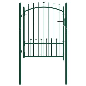 Berkfield Home Fence Gate with Spikes Steel 100x125 cm Green