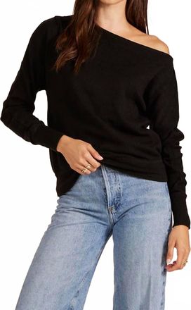 bobi Drop Sleeve Boat Neck Top In Black