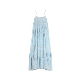 Fiorucci Maxi Dresses, female, Blue, Size: XS Ruffled Poodle-Print Maxi Dress