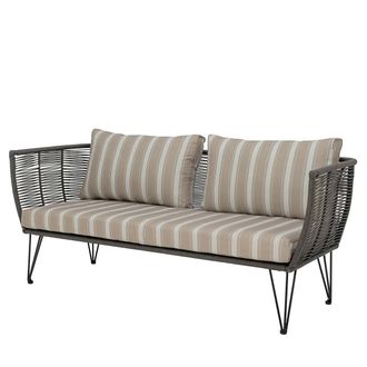 Bloomingville Mundo Sofa mit Kissen, gr&uuml;n / weiss beige gestreift