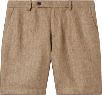 MC2 Saint Barth Tailored Linen Herringbone Shorts with Button Closure