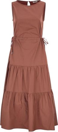 PESERICO Mouwloze Jurk - Dames - Casual kleedjes - Bruin - S - Katoen - Kleedjes