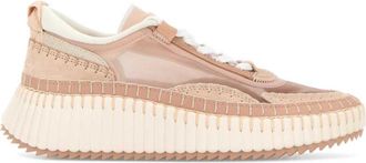 Chlo&eacute; Pink Lace Up Sneakers