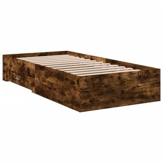 Berkfield Home Modern Bed Frame with Drawers without Mattress Smoked Oak 90x200 cm in Brown