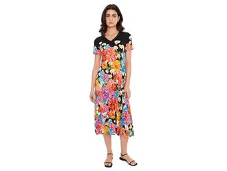 Johnny Was The Janie Favorite V-Neck T-Shirts Dress Womens Dress Gerbera Scarf : 2XL, Canvas/Rayon/Spandex