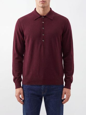 Dries Van Noten Long-Sleeved Knitted Polo in Pure Merino Wool