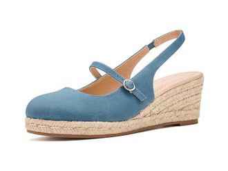 Journee Collection Asmyna Womens Wedge Shoes Denim : 7.5 M, Synthetic
