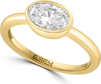 Effy 14K White Gold Lab-Grown Diamond Bezel Solitaire Ring in 14K Gold at Nordstrom, Size 7