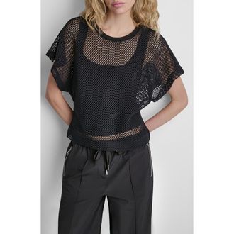 DKNY Dolman Sleeve Open Stitch Top in Black at Nordstrom, Size Xx-Small