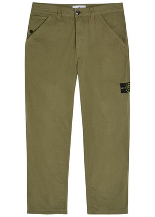 Stone Island Cotton Ripstop Straight-leg Cotton Trousers - Green - 36 (W36 / XL)